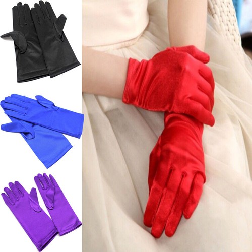 Satin Handschuhe Damen Abend Party Cocktailkleid Abschlussball Handgelenk Finger Hochzeit Handschuhe - Bild 4 von 21