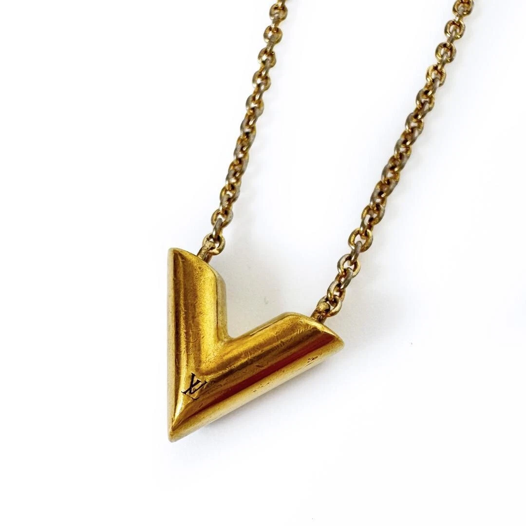 LOUIS VUITTON Necklace Escential V Gold M61083 Very Good Condition from  Japan | eBay