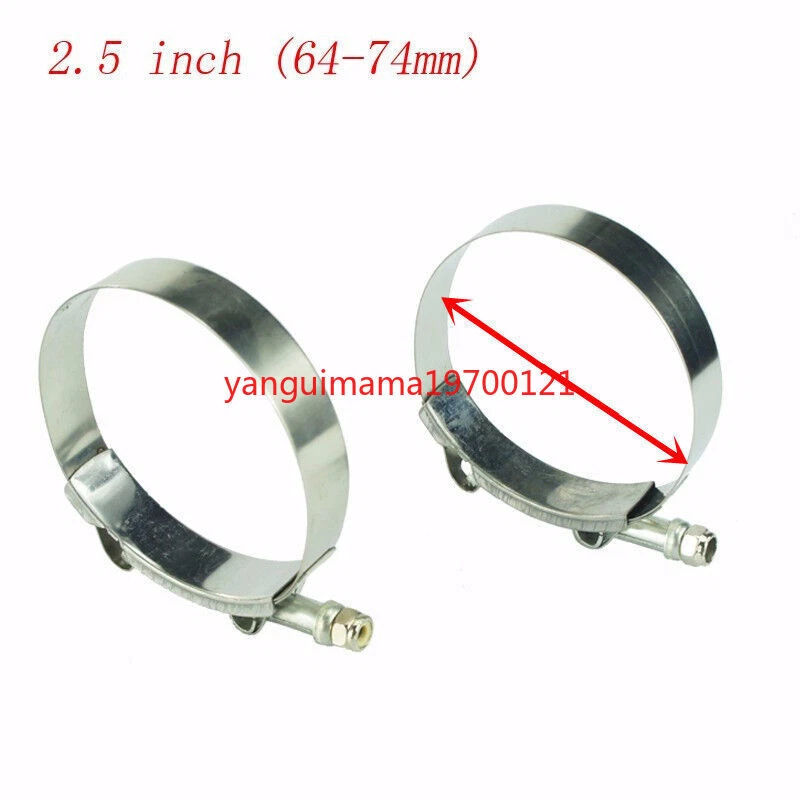 10x Premium 304 Stainless Steel T-Bolt Turbo Silicone Hose Clamp 2.5" 64-74mm - Image 4 of 4