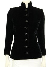 Givenchy Haute Couture Vintage Black Velour & Satin Collar Button Up Jacket 38 S