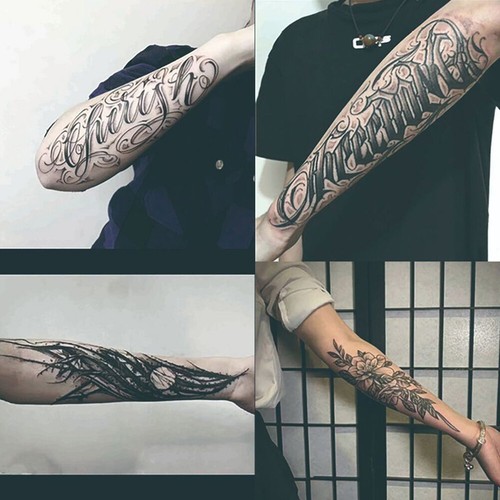 4Pcs Letters Temporary Tattoos Half Arm Body Marker Tattoos for Adults Kids - Picture 9 of 19