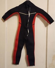 Kids Wetsuit for Boys Black/Red Full Suit Back Zip Size 2 Neoprene Sea Skin