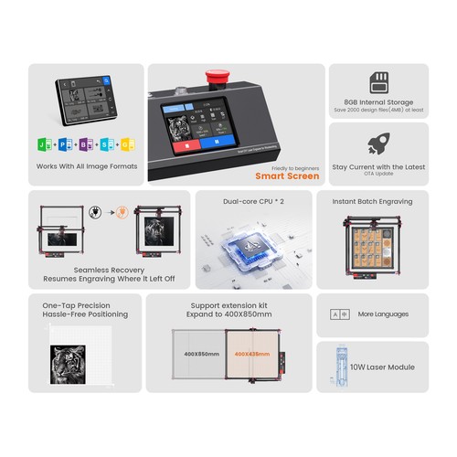 ALgolaser DIY KIT MK2 10W Lasergravierer 400*435 Laser Engraving Cutting Machine - Bild 12 von 12