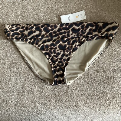 RRP £15 M&S Size 20 ROLL TOP Bikini Bottoms Briefs Brown Mix Sun Smart Staynew