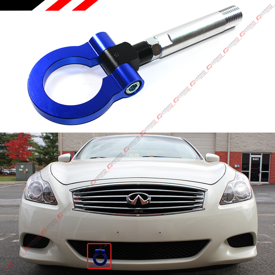 BLUE JDM FOLDING RING SCREW ON FRONT/REAR BUMPER TOW HOOK FOR