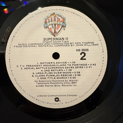 SUPERMAN II - OST Film Soundtrack, Ken Thorne - WB ST LP 1981 w/ inner ETCHED! - Picture 4 of 6