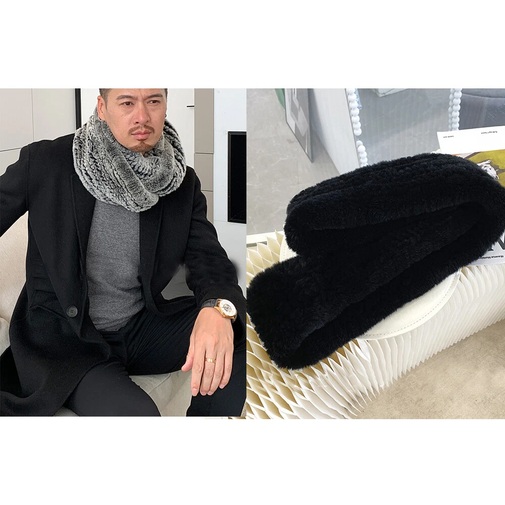 Men's Real Rex Rabbit Fur Scarf Collar Winter Warm Neckerchief Mufflers Grey
Opens in a new window o
