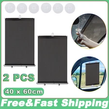 2PCS Retractable Auto Sun Blocker Car Roller Sun Shade for Window & Windshield