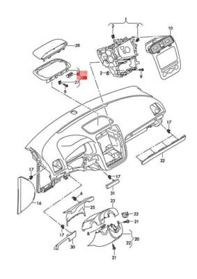 VW SCIROCCO 138 COVER ADDITIONAL INSTRUMENTS SATIN BLACK 1K8857192A1QB