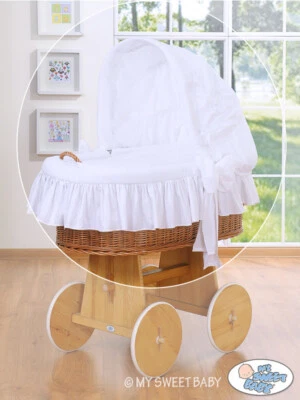 MY SWEET BABY Bezug 4 tlg. für Stubenwagen Ausstattung Baby Bollerwagen Weiß MSB - NUR BEZUG!