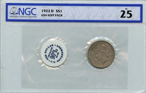 1922-D Peace Dollar GSA SOFT PACK S$1 NGC VF25