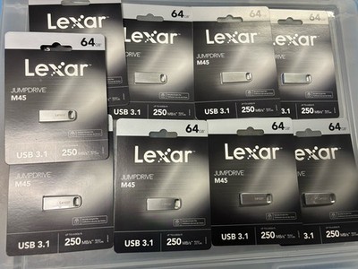 Lot Of 10 Lexar Jumpdrive M45 USB ,64 GB ,Silver