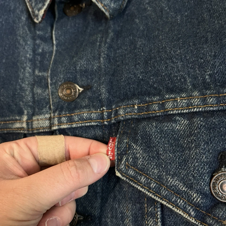 Vintage 1980's Levis Type III Trucker Jacket 42 Buffalo Plaid Lined 71411 0816 - Image 3 of 4