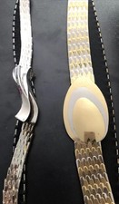 Woman s Belts VTG 80's Retro Lot Of 2 Gold two Tone Narrow Fish Scale Stretch