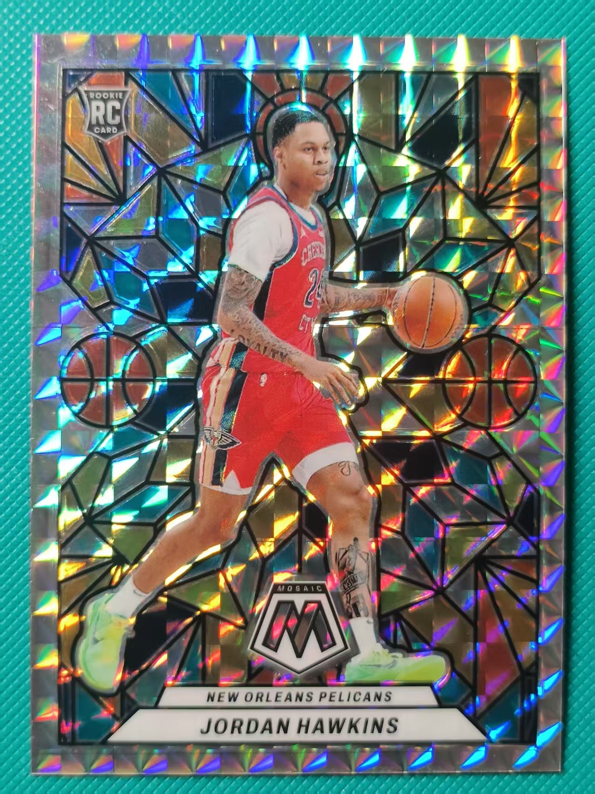 Jordan Hawkins 2023-24 Panini Mosaic Stained Glass SSP Case Hit RC #22 8.26