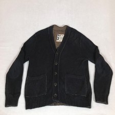 Gap Y2K Navy Blue Cotton Chunky Knit Button Cardigan Sweater Medium