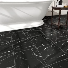 -Pack Peel and Stick Floor Tiles Vinyl Floor 12 12x12 Inch 10 Black Vein Marble
