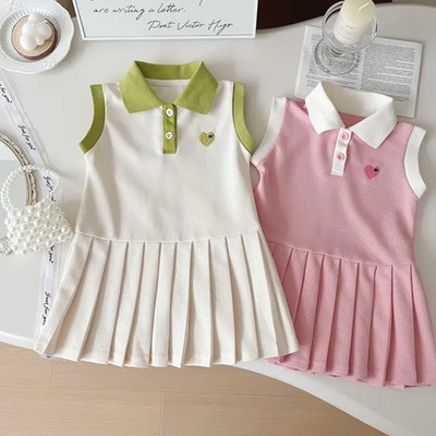 12-18m Beige Children Dress Spring Summer Turn-Down Collar Kids Clothes Fashion