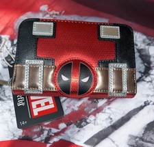Loungefly Marvel Metallic Deadpool Cosplay Zip Around Wallet Cosplay Red Black