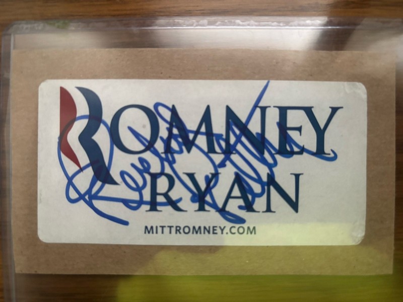 Richard petty autograph on mitt Romney political sticker