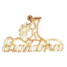 Number One Grandma Charm Pendant 14k Gold