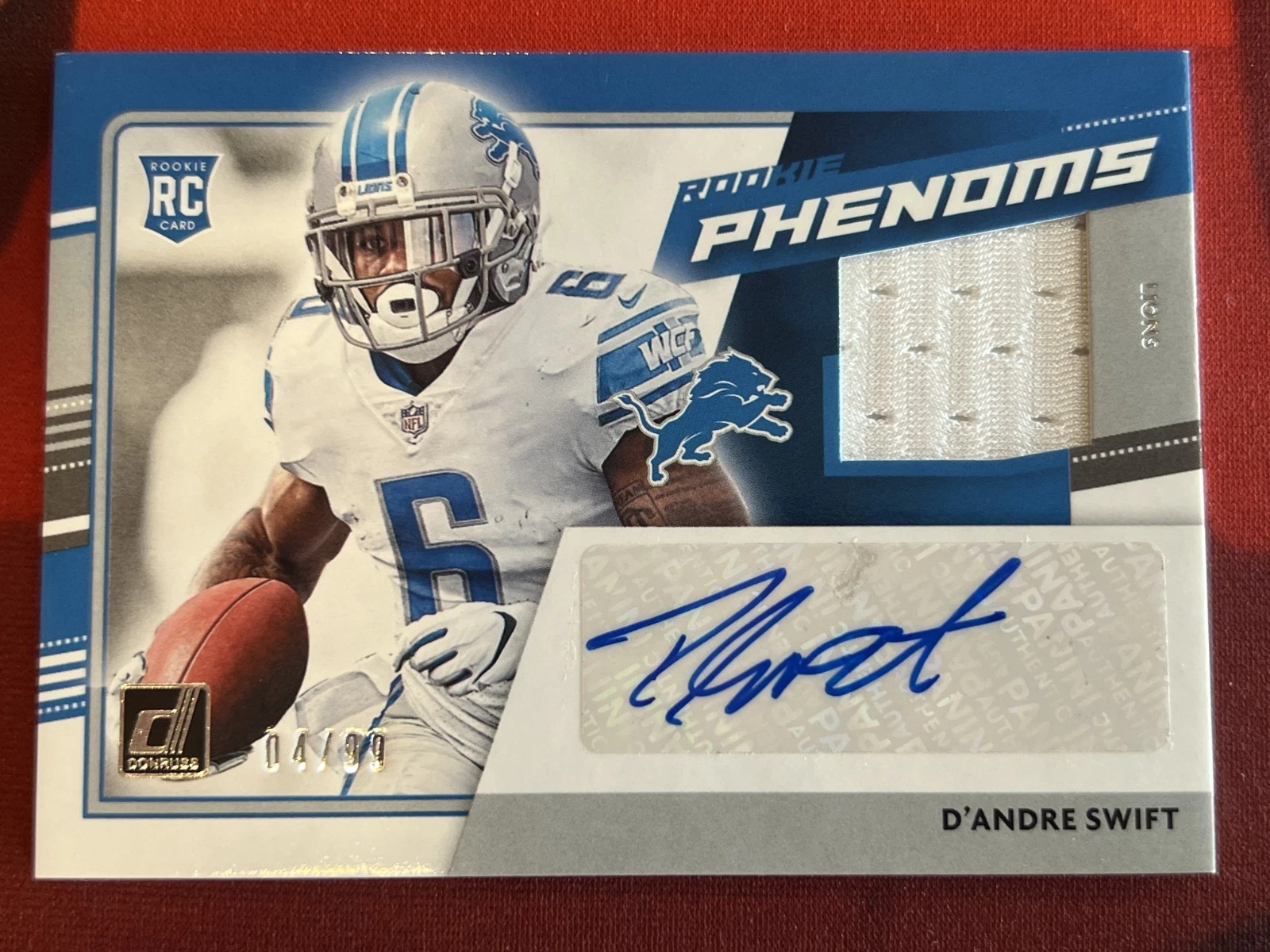 D'Andre Swift Panini Donruss Rookie Phenoms Jersey #RPJDS Autograph
