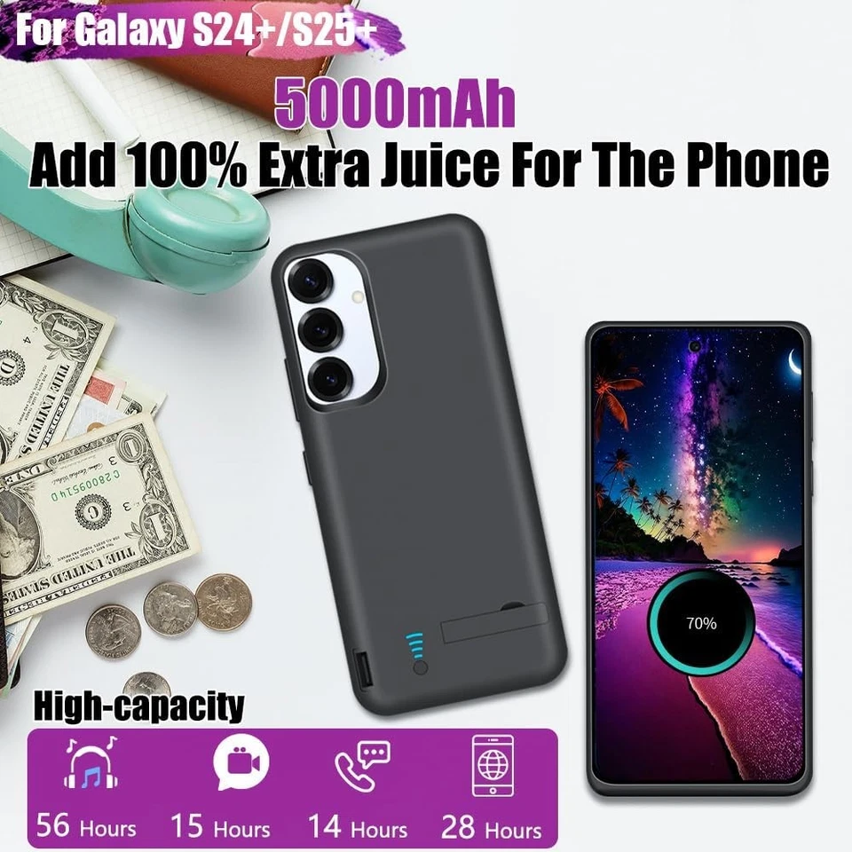 Funda Batería para Samsung Galaxy S25 S25 Plus S24 S24 Plus 5000mAh Recargable Foto 3 de 4