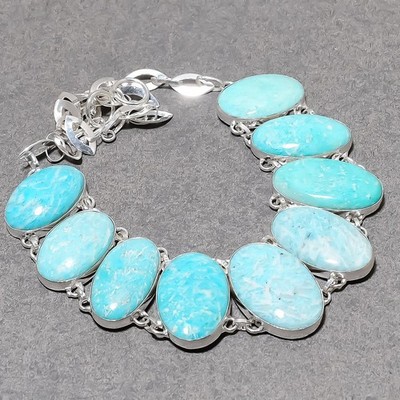 Amazonite Oval Shape Gemstone Fashion Ethnic Gift Jewelry Handmade Necklace 18''