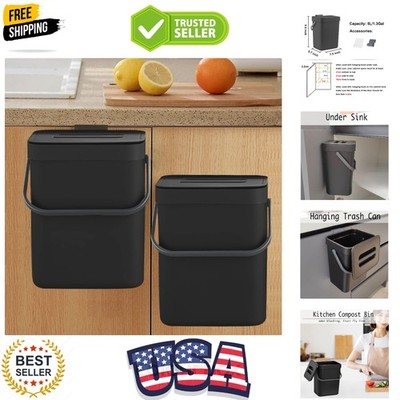 Countertop Compost Bin with Lid, Hanging Small Trash Can with Lid Under Sink ...
