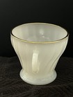 Vintage Anchor Hocking Fire King Milk Glass Swirl Gold Trim Creamer Sugar Bowl — photo 7