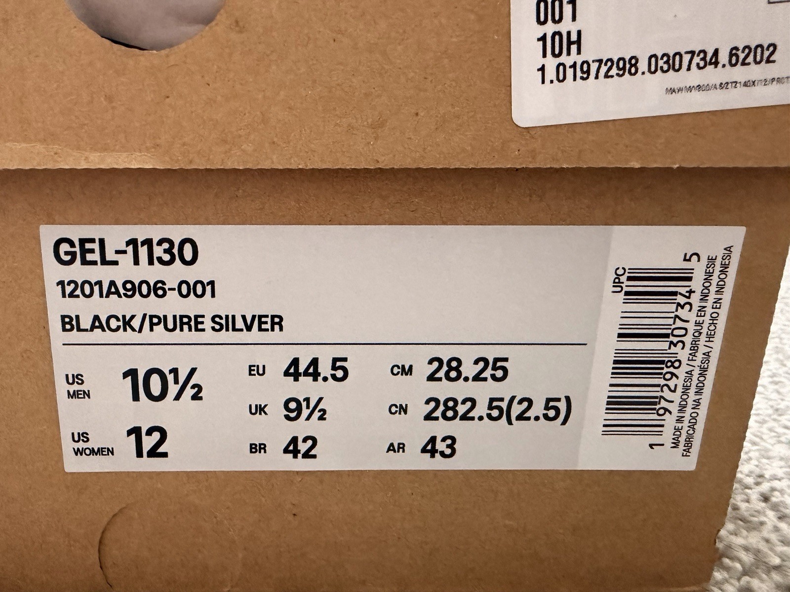 Sz-10.5M ASICS GEL-1130 Black Pure Silver 1201A906-001 Men’s Sneaker  thumbnail 6