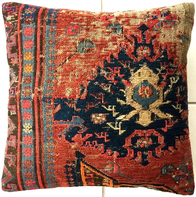 Kelim Kissen Antik Retro Daghestan Handgewebt Sumach Antique Caucasus Pillow Red - Bild 1 von 4
