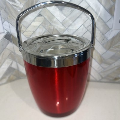 Retro Ruby Red Ice Bucket by Casa Moda Stainless Steel  Acrylic