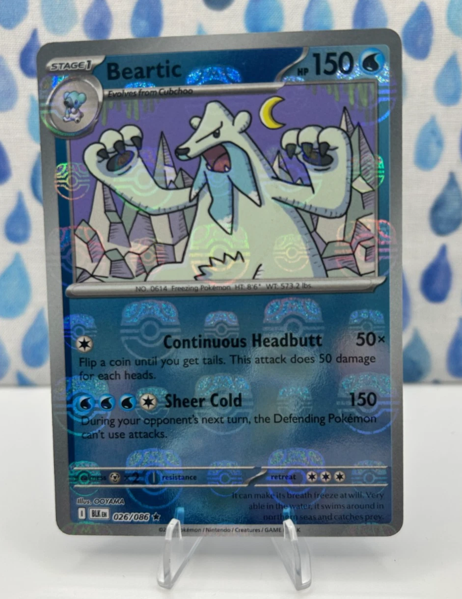 BEARTIC 026/086 BLACK BOLT MASTER BALL RARE HOLO POKEMON CARD NM