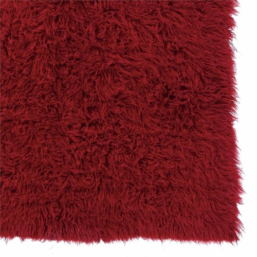 Linon New Flokati Hand Woven Wool 2'4"x8'6" Rug in Red - Picture 2 of 5