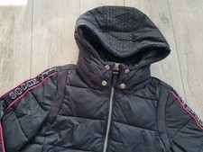 SOCCX Damen Softshelljacke Mit Stepp-Partien - Lange Jacke Mit Abnehmbarer Kapuze