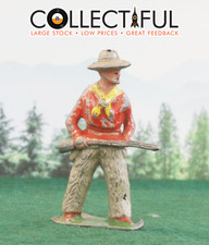 VINTAGE LEAD FIGURE - AMERICAN COWBOY WITH RIFLE - BRITAINS SIZE   555