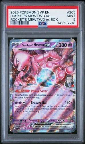 2025 POKEMON SVP EN-SV BLACK STAR PROMO #205 TEAM ROCKET'S MEWTWO EX PSA 9