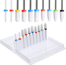10 Pcs Ceramic Nail Drill Bits Set for Acrylic Gel Nails, 3/32 Inch Cuticle Bit