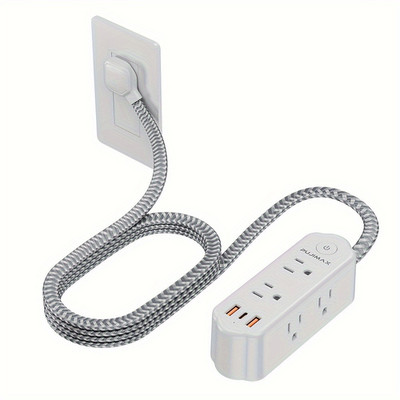 US Power Strip Surge Protector 5 FT Cable 6 AC Outlets 3 USB Ports + Type C Port