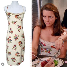 ASO SATC: Vintage Y2K 1990s Nanette Lepore Sundress w/ Red Flowers Size 6