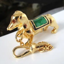 Estee Lauder Intuition Golden Dachshund Solid Perfume Compact Dog Bag Charm