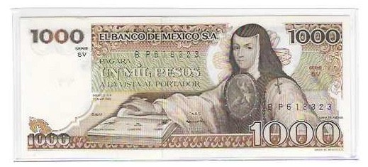MEXICO - BANCO DE MEXICO  1000 PESO  SERIES SV  1982  UNCIRCULATED