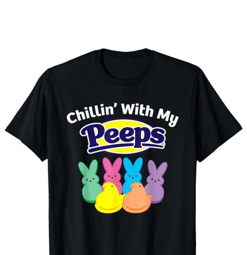 Funny Chilling With My Peep Easter Tee T-Shirt Made in the USA Size S to 5XL - Picture 1 of 5