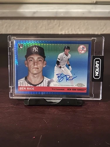 2025 Topps Chrome Platinum Ben Rice Blue Prism Refractor RC Auto /99 Yankees