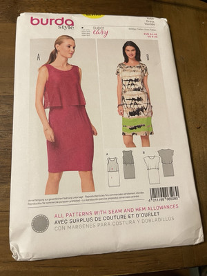 Burda Style Pattern 6508 Ms SUPER EASY Jersey Dress w/Attached Over Top Sz 8-20