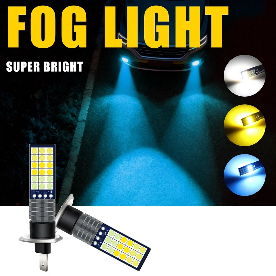 LED Fog Lights for Car H1 Tricolor Fog Lamp High Brightness Aluminum Alloy - Image 4 of 4