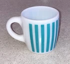 Vintage Hazel Atlas Turquoise Candy Stripe Milk Glass Coffee Mug