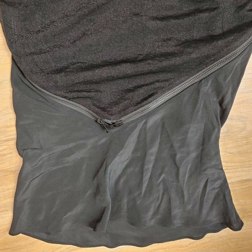 All Saints Women 4 100% Silk Black Zipper Shirt Top Long Sleeve Mesh Mesh Sheer - Picture 8 of 9