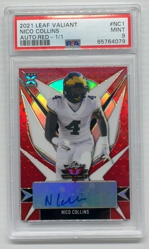 Nico Collins Leaf Valiant Autographs #NC1 Red 1/1